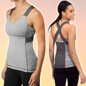 LULULEMON Push Your Limits Tank Sz 6 Gray White